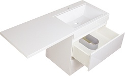 Style Line Тумба для умывальника подвесная Даллас 130 Люкс, белая PLUS эмаль – фотография-3